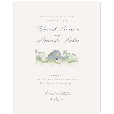 Dusty Blue Wedding Digital Save the Date - Sable Portrait