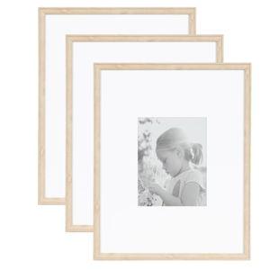 (Set of 3) 16"x20" Matted to 8"x10" Rectangle Picture Frames Natural