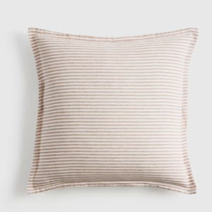 European Linen Stripe Euro Sham - Latte/White Stripe