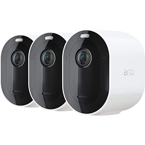 Arlo Pro 4 Spotlight Camera - 3 Pack - Wireless Security, 2K Video & HDR, Color Night Vision, 2 Way Audio, Wire-Free, Direct to WiFi No Hub Needed, White - VMC4350P