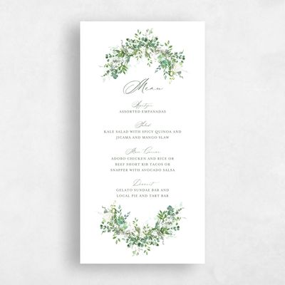Green Greenery Wedding Menu - Blosser