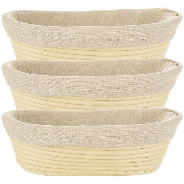DIRBUY Banneton Bread Proofing Basket Set of 3-10 Inch Oval Sourdough Proofing Basket - Sourdough Bread Making Kit with Linen Liner for Gift to Bakers
