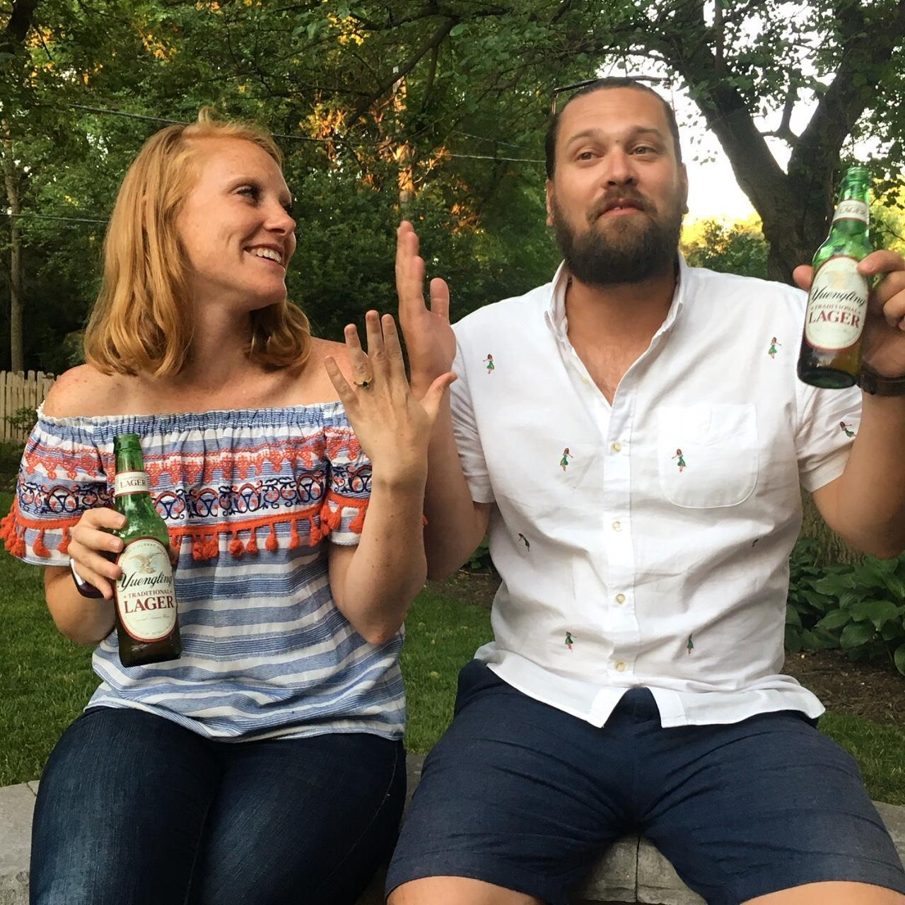 Engagement celebration sponsored by Yuengling