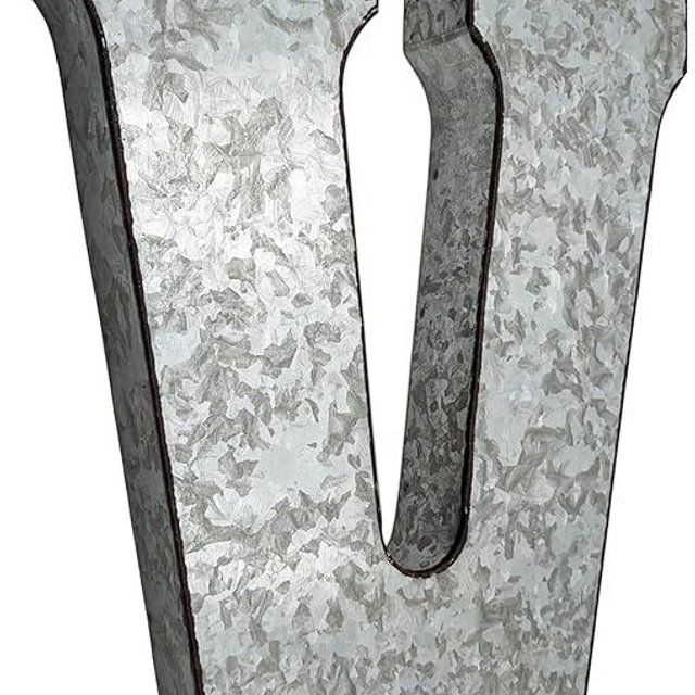 SciencePurchase 20" Metal Letter V Wall Decor, Silver with Rusted Edges, Galvanized Wall Mountable Decoration for Country, Mid-Century, or Farmhouse Themed Room or Event