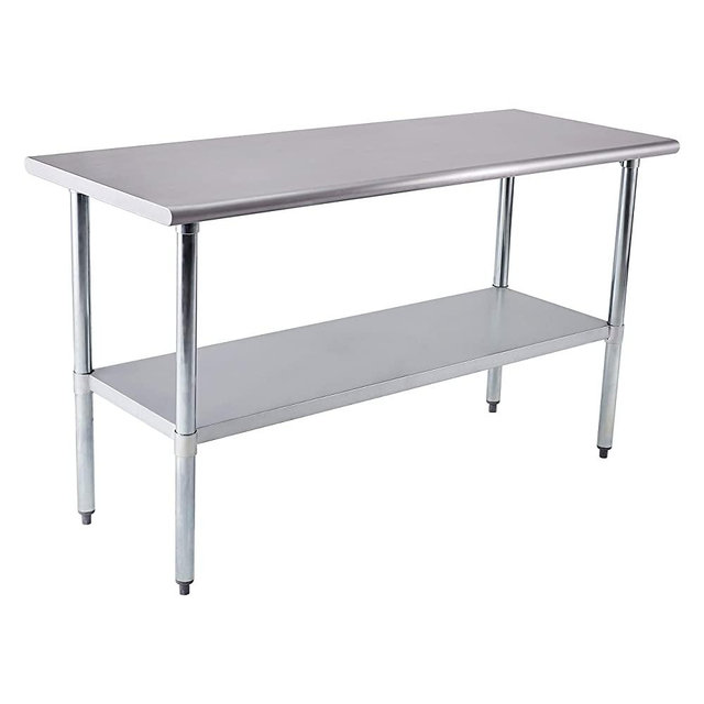 Hally Stainless Steel Table for Prep & Work 24 x 60 Inches, NSF Commercial Heavy Duty Table with Undershelf and Galvanized Legs for Restaurant, Home and Hotel