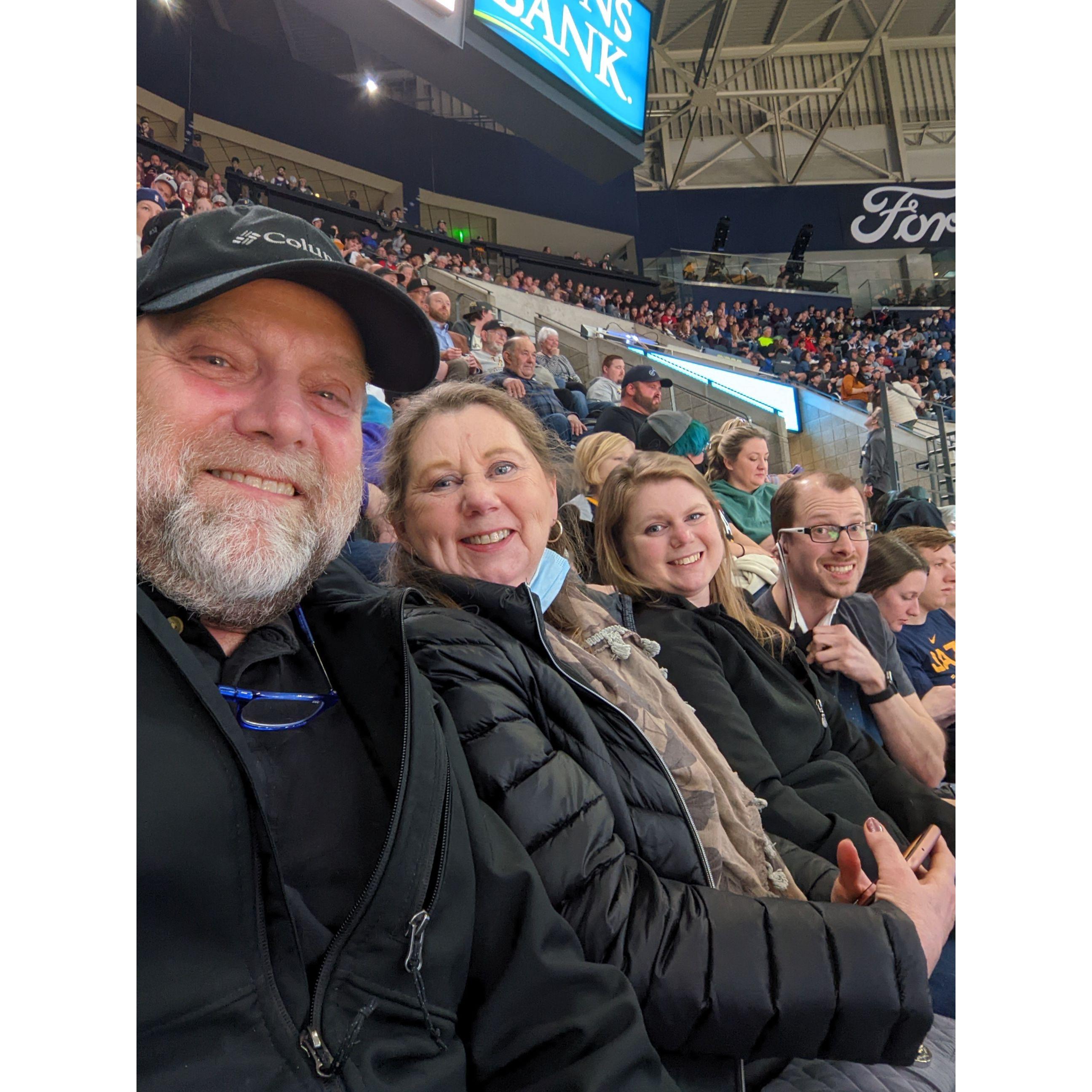 When Jackie's parents visited and we went to a Utah Jazz game!