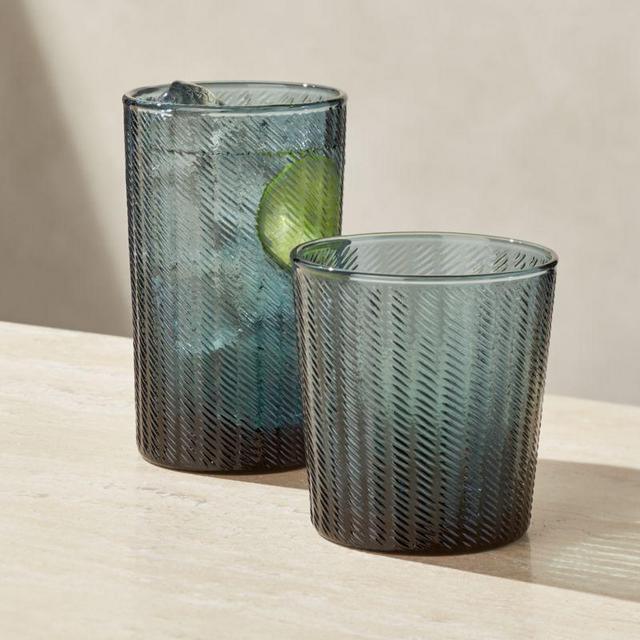 Stroke Teal Textured Drinking Glasses