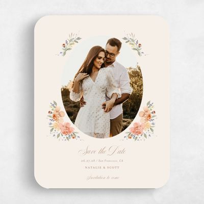 Pink Rounded Wedding Save the Date - Reagan Photo