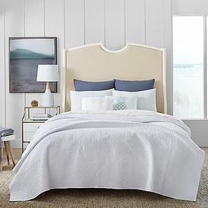 Coastal Living® Coral Embedded Reversible Full/Queen Quilt Set in White