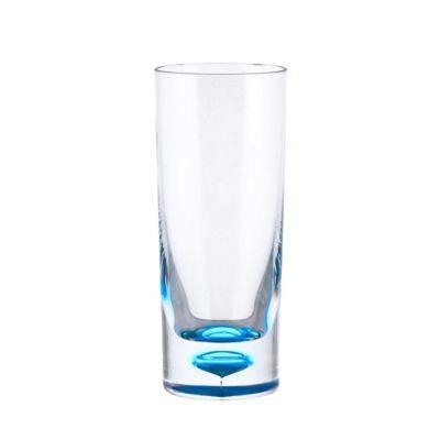 Bubble Bottom Highball Glass in Clear/Blue