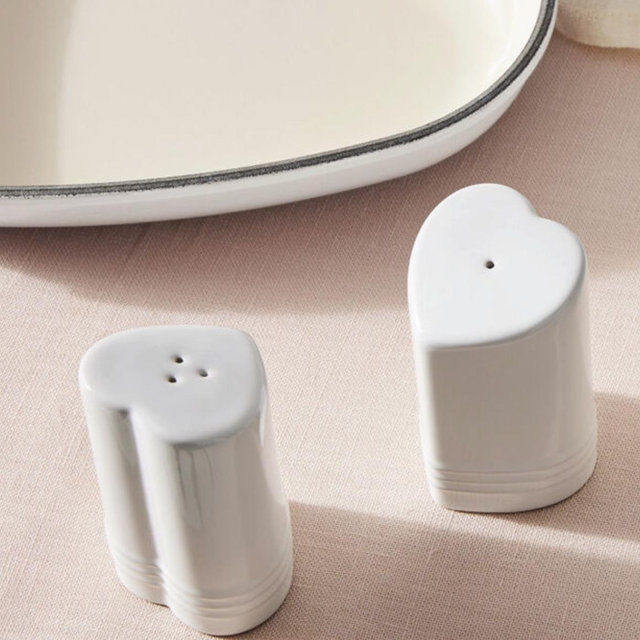 Heart Salt and Pepper Shakers in White