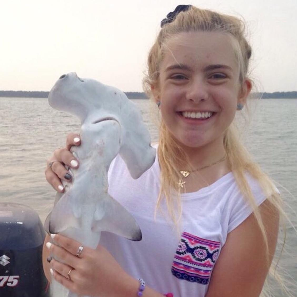 Emily shark fishing off the coast of Hilton Head - 2016