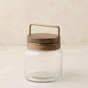 Wood with Antique Brass Canister Size Small