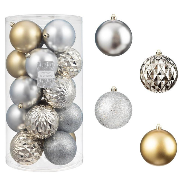 Every Day is Christmas 20ct Christmas Ornaments, Shatterproof Christmas Tree Ornaments Set, 92cm/3.6" Christmas Balls Decoration