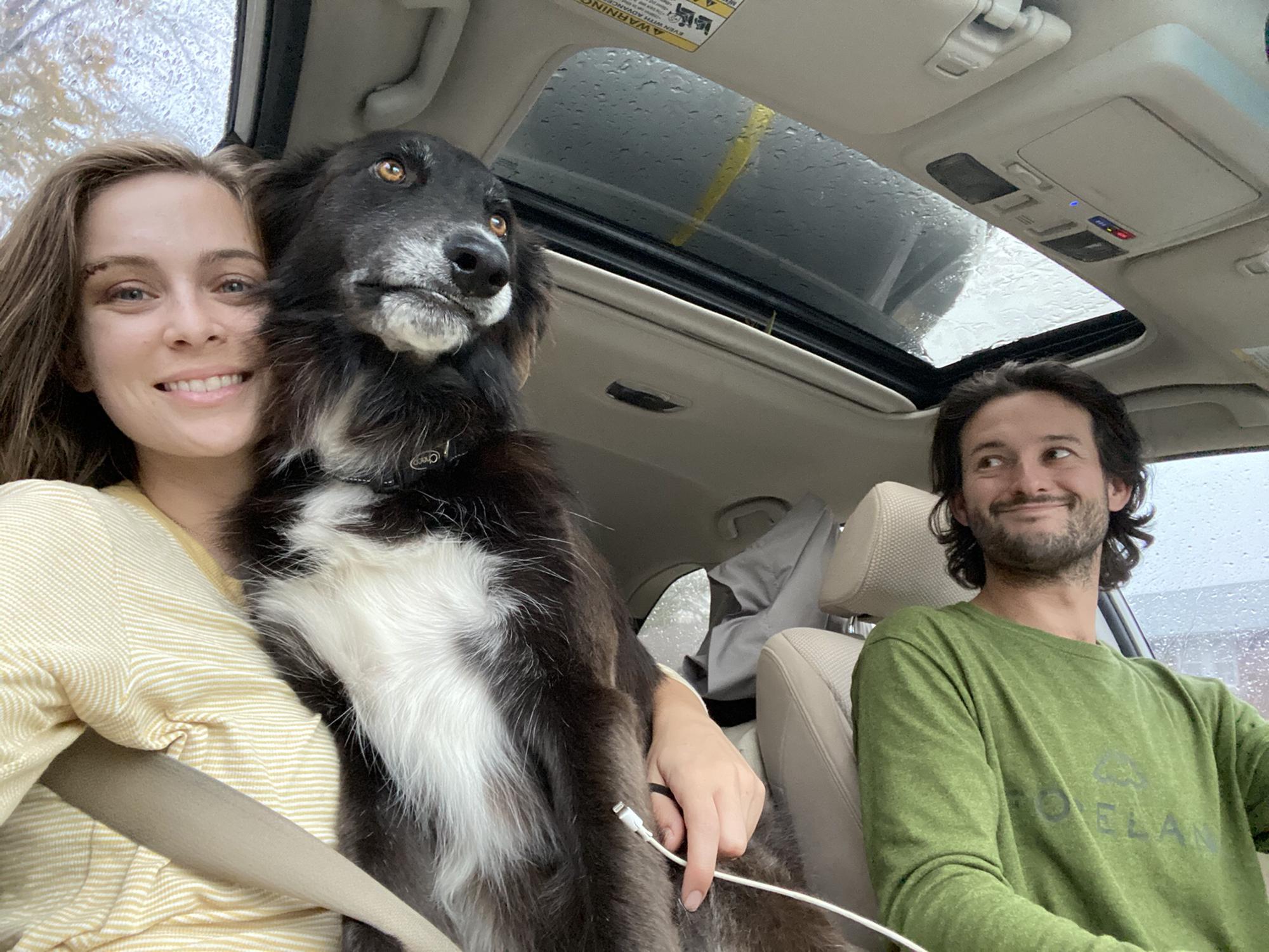 Driving around the Adirondacks waiting for a storm to pass. Lightning makes Chiso a little nervous