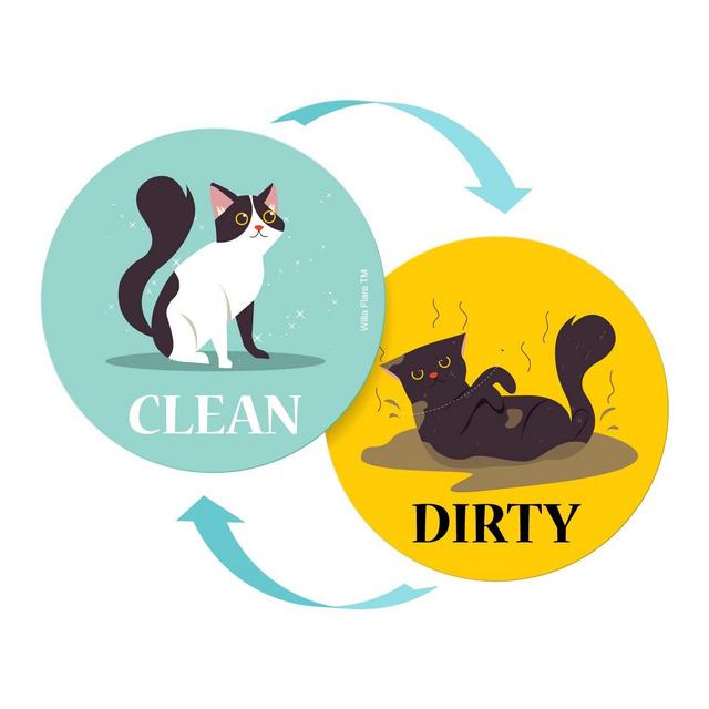 Large Dishwasher Magnet Clean Dirty Sign - Funny Emoji Magnets - Large, Strong, Cool Magnetic Gadgets for Kitchen Organization and Storage - Strong Double Sided Indicator (Cartoon Cat)