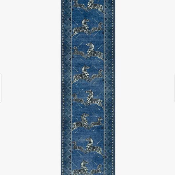 2.5x10 Zebras Blue Rug | Ruggable US
