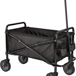 Amazon Basics Collapsible Folding Heavy Duty Utility Wagon for Outdoor Sports, 265 pounds Weight Capacity, Camping, Garden, and Shopping, 27.6 x 40.9 x 20 inches, Black