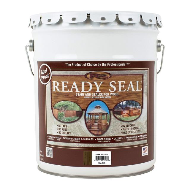 Ready Seal 525 Exterior Stain and Sealer for Wood, 5-Gallon, Dark Walnut