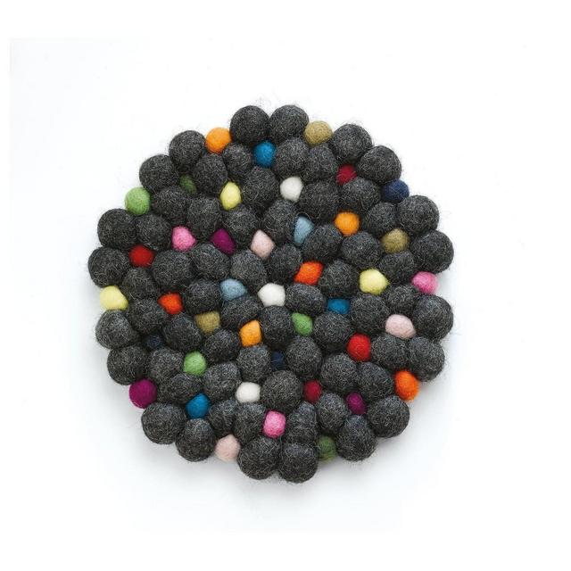CILIO Virgin Wool Trivet "Nero", Round, 8" Dia.