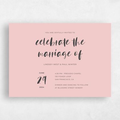 Rose, Pink Wedding Invitation - Lyons Landscape