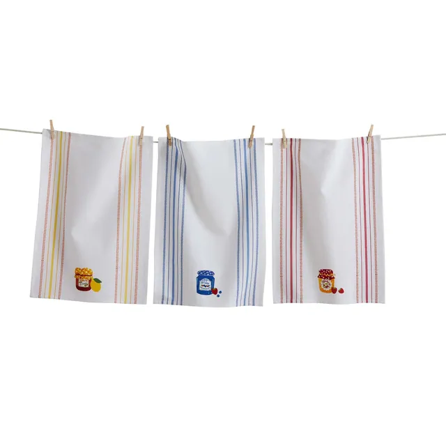 tag Fresh Pick Jam Jar Dishtowel Set of 3 - Kitchen Textiles, Everyday Use, Machine Washable, 26" x 18"