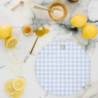 Gingham Round Serving Board