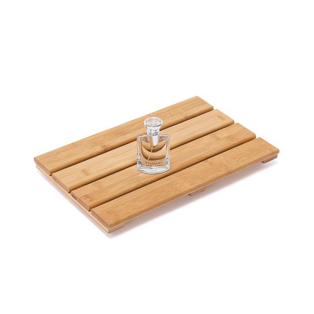 PELYN Bamboo Bath Mat Bamboo Wood Bathroom Shower Floor Mat for Inside or Outside (15.8 x 10.2 Inches)