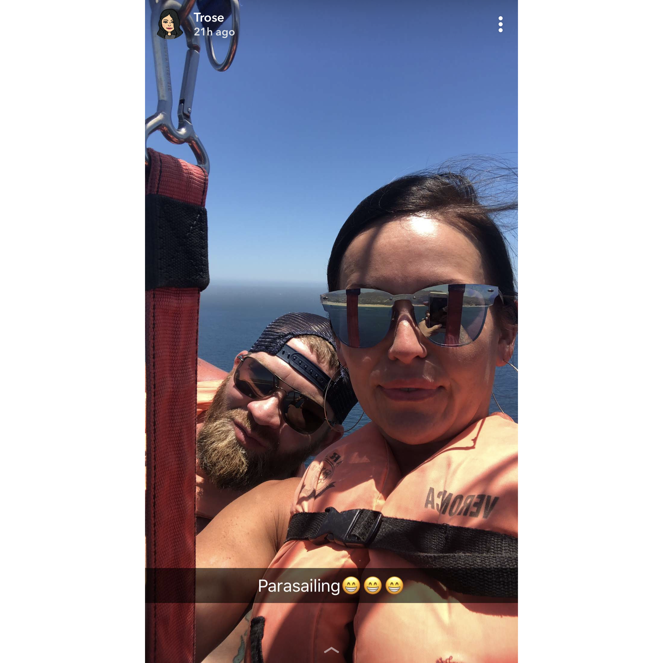 A first for the both of us, which is rare! Parasailing in Mexico☺️