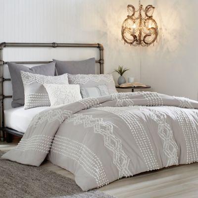 Peri Home Cut Geo Full/Queen Duvet Cover in Grey