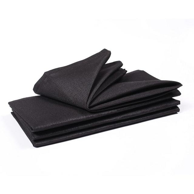 The Beer Valley Cloth Dinner Napkins with Hemmed Edges 18x18 Inches (Set of 4, Black) - 100% Polyester Soft & Comfortable Reusable Napkins for Weddings, Parties or Daily Use