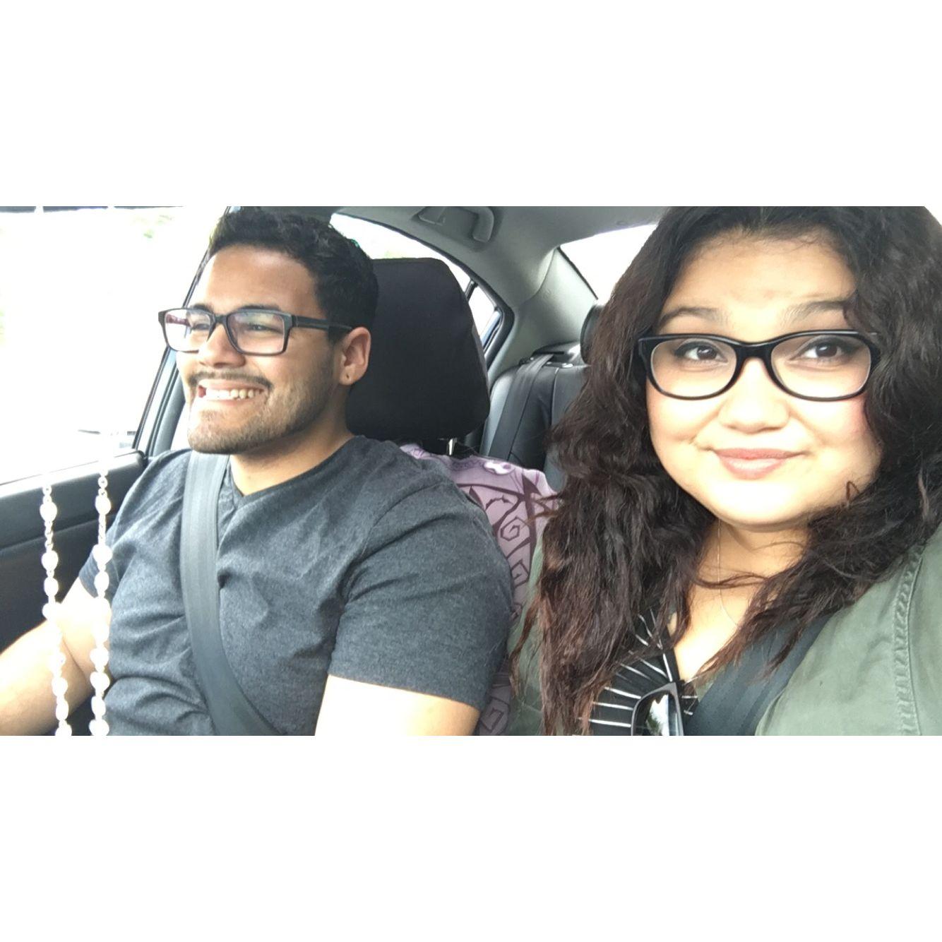 Taken on our first road trip together around 2016