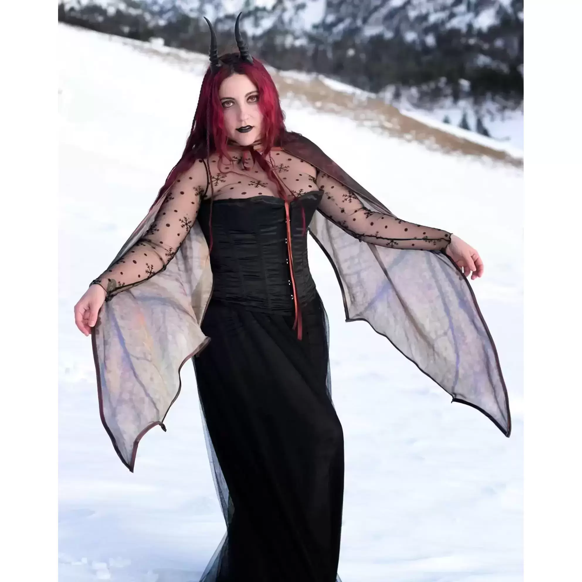 Demoness with fun horns and wing cape!
