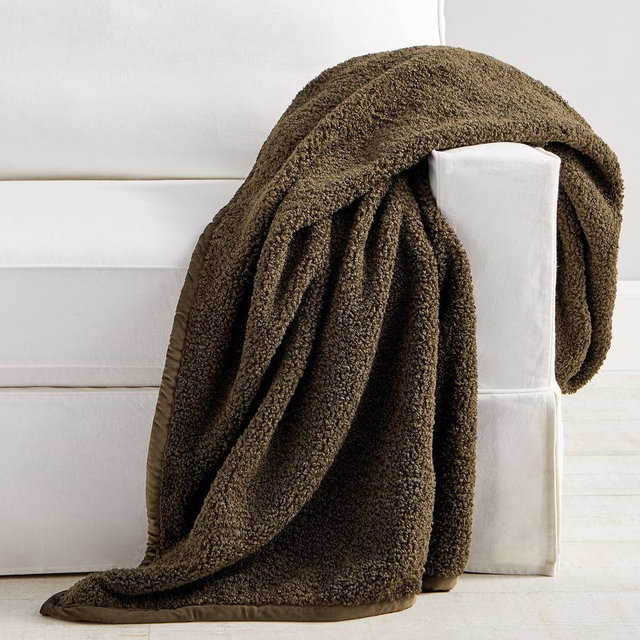 Cozy Teddy Faux Fur Throw, 60 x 80", Loden
