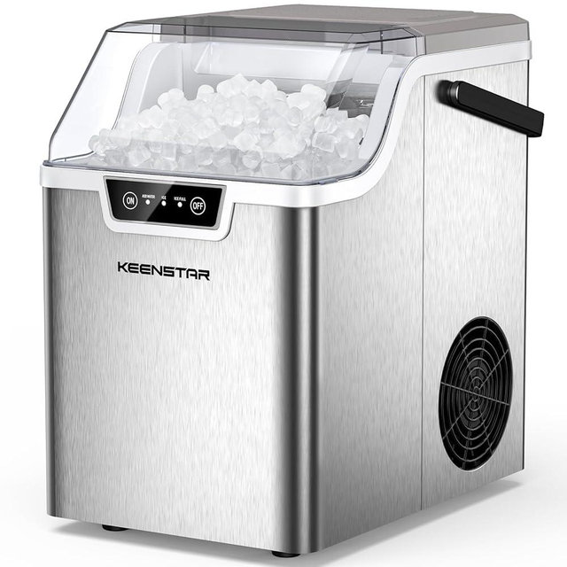 Nugget Countertop Ice Maker with Soft Chewable Ice 40Lbs, Pebble Sonic Ice Machine with Basket and Scoop, Ready in 5 Mins, 40Lbs/24H, Auto Self-Cleaning, for Home, Kitchen, Office, Party, Camping