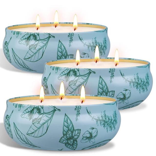 OFUN Large Citronella Candles Outdoor, 3 Pack 13.5oz Decorative Outdoor Candles - 3 Wick Natural Soy Wax 100hr Long Lasting for Patio Garden Camping Balcony BBQ