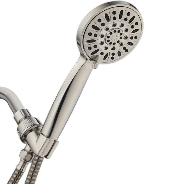 Six Setting High Pressure Luxury Handheld Shower Head Brushed Nickel - AquaDance