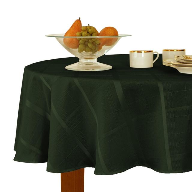 Elegance Plaid Stain Resistant Tablecloth - 70" Round - Holly Green - Elrene Home Fashions