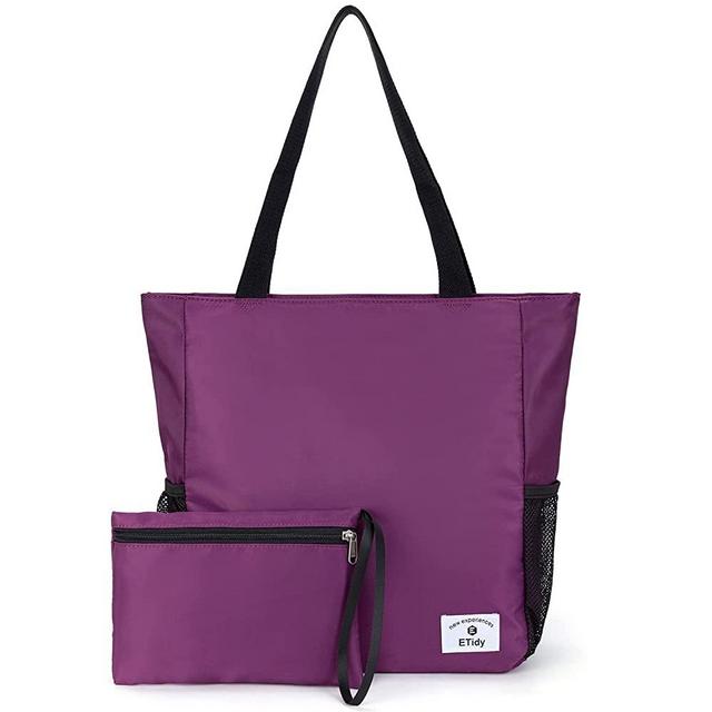 ETidy Large Capacity Foldable Tote Bag With Zipper Waterproof Sandproof Women Beach Bag Handbag Gym Bag Travel Shopping Bag