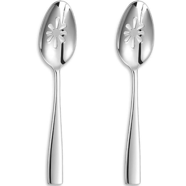 KEAWELL Premium Louis Serving Utensils, 18/10 Stainless Steel, Squared Edge Design, Mirror Finish, Dishwasher Safe (Slotted Spoons, Set of 2)