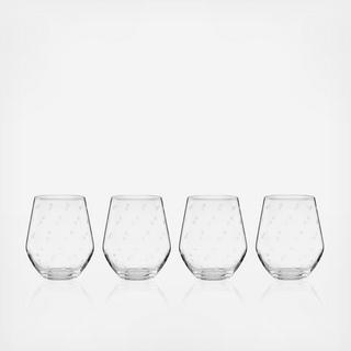Larabee Dot Stemless White Wine Glass, Set of 4