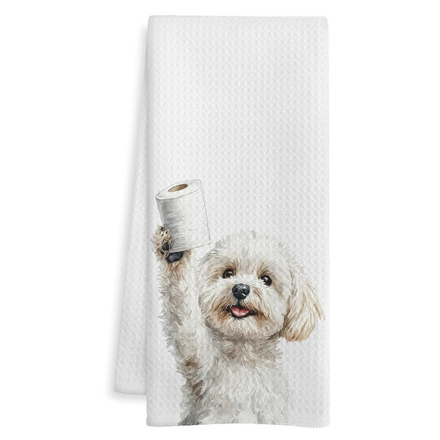 WOTYPU Funny Bichon Frise Gifts Bathroom Hand Towels, Bichon Frise Dog Lovers Gifts Decorative Hand Towels for Kids Guest Bathroom Washroom Half Bath, 16X24 Inch