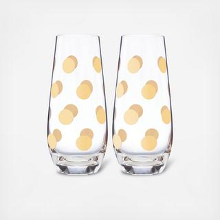 Pearl Place Stemless Champagne Flute, Set of 2