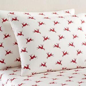 Jumping Reindeer Organic Flannel Sheet Set - Queen