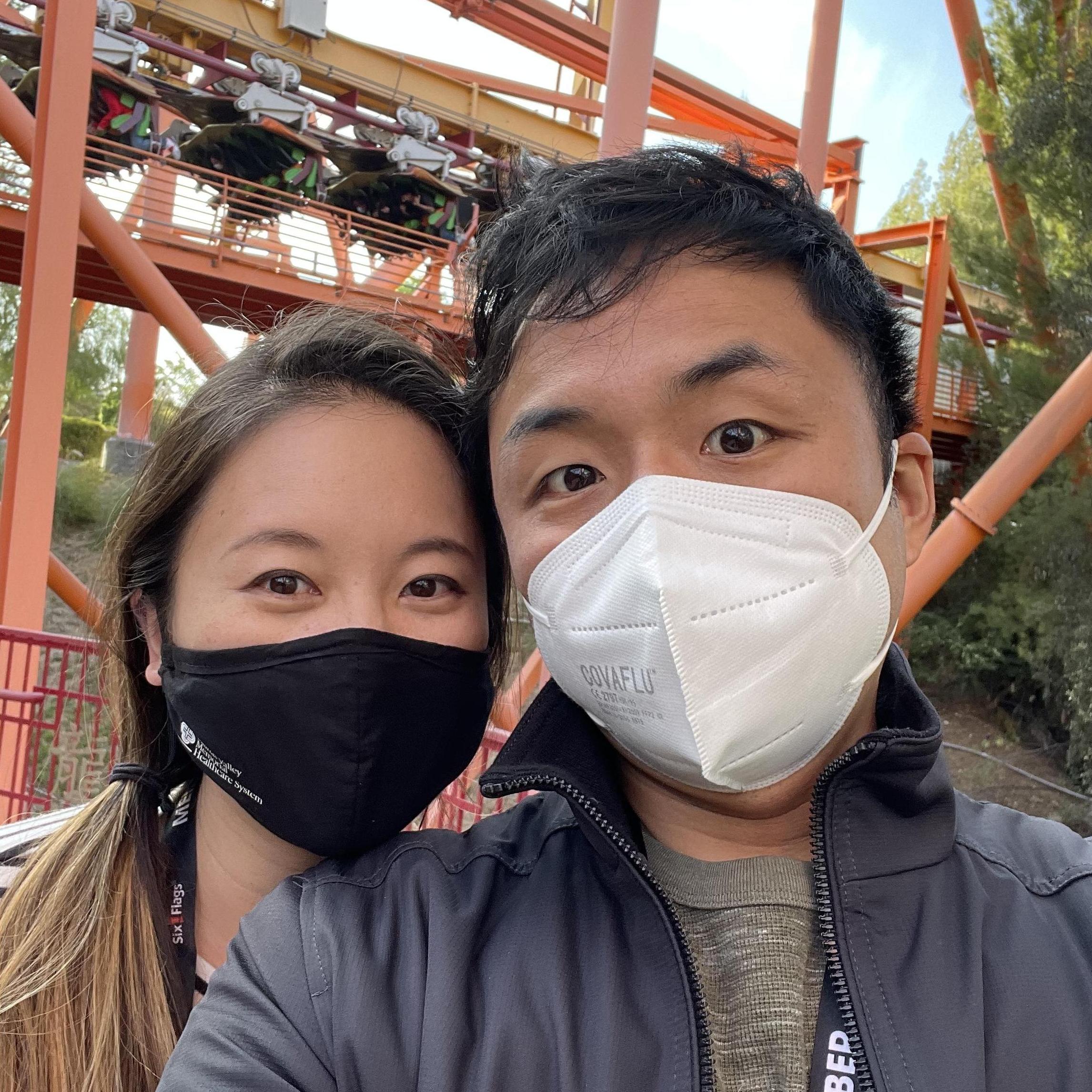 This is our after-rollercoaster-hair at Six Flags Magic Mountain