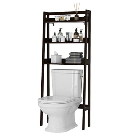 UTEX Over The Toilet Storage, 3-Tier Bathroom Shelves Over Toilet, Behind Toilet Bathroom Organizer (Espresso)
