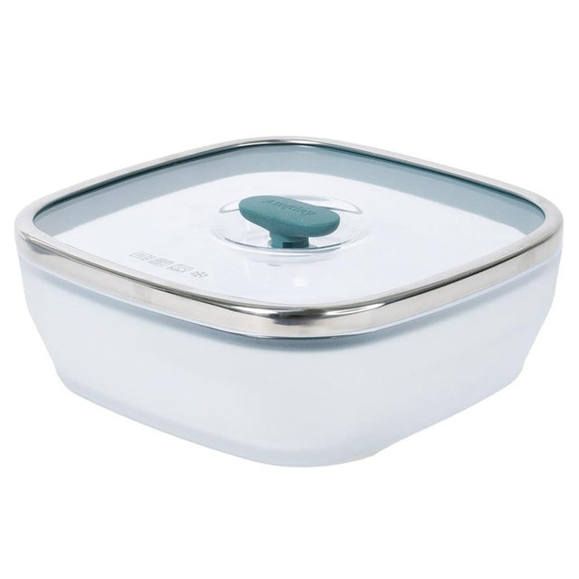Anyday 10-Cup Square Glass Food Storage with Glass Lid | Plastic-Free Meal Prep & Microwave Cookware | Stackable Airtight Storage Container with Vented Lid for Microwave-Safe Reheating