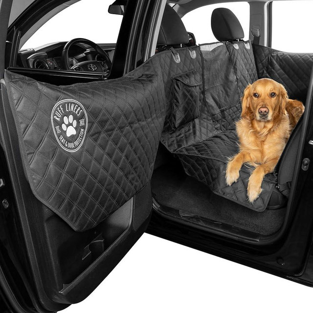 Ruff Liners Medium Dog Seat Cover, 2025 Black – As Seen on Shark Tank – Back Seat Protector for Cars, Mid-Size SUVs, & Mid-Size Trucks – Waterproof, Touch Fasteners, & Belt Slots – Sturdy Dog Hammock