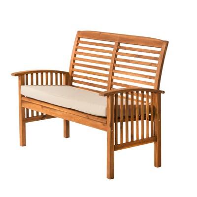 Acacia Wood Patio Loveseat Bench - Brown - Saracina Home