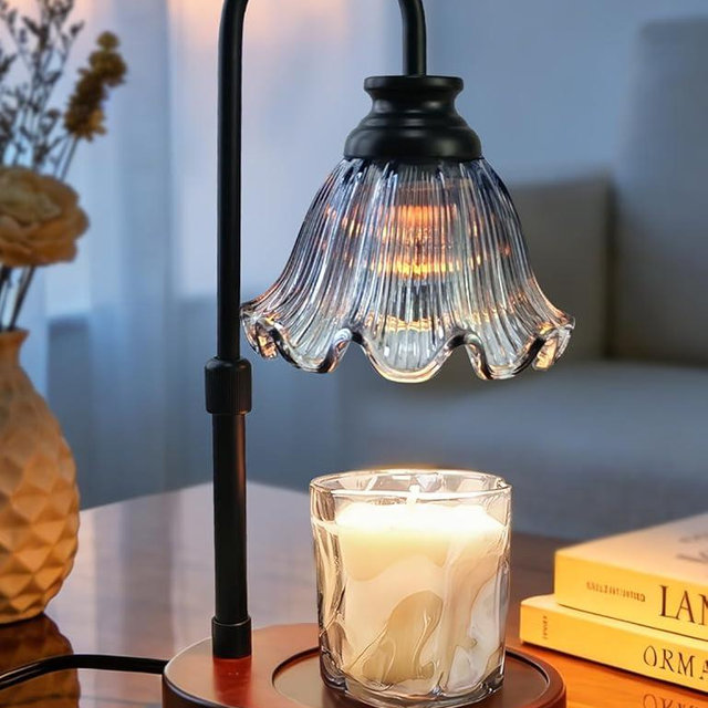 Banbanda Candle Warmer Lamp with Timer: Mothers Day Gifts,Birthday Gifts for Women, House Warming Gifts New Home Decor – Height Adjustable Candle Lamp - Walnut Solid Wood Base, with 2 Bulbs